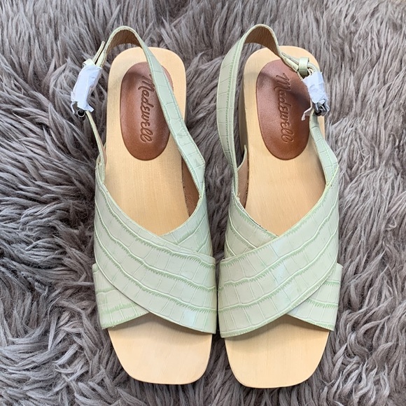 Madewell The Farrah Clog Sandals Croc Embossed Open Toe Slingback sz 7 - Picture 4 of 10